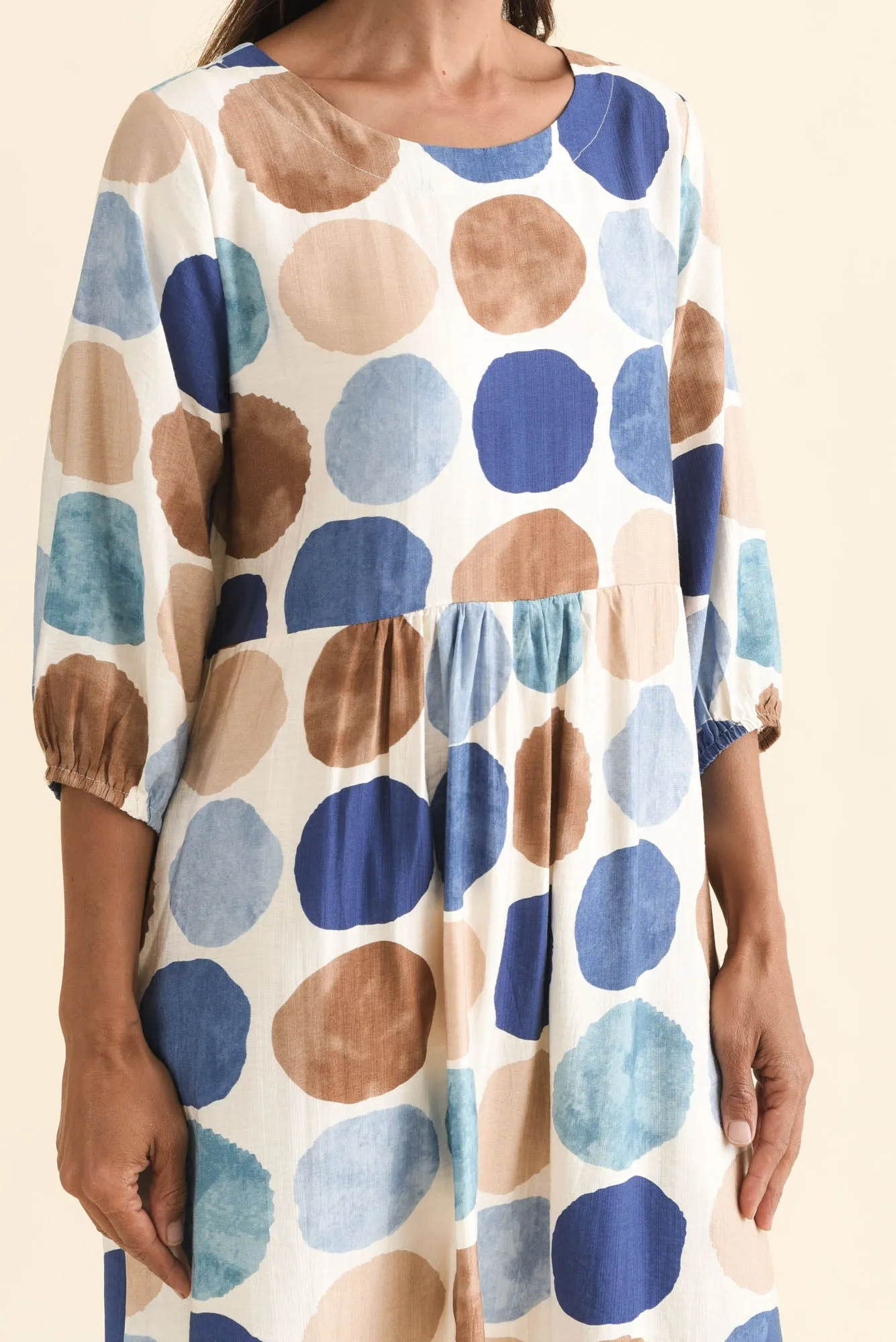 Nicolette Navy Spot Cotton Sleeved Dress sold by Blue Bungalow product image thumbnail 5