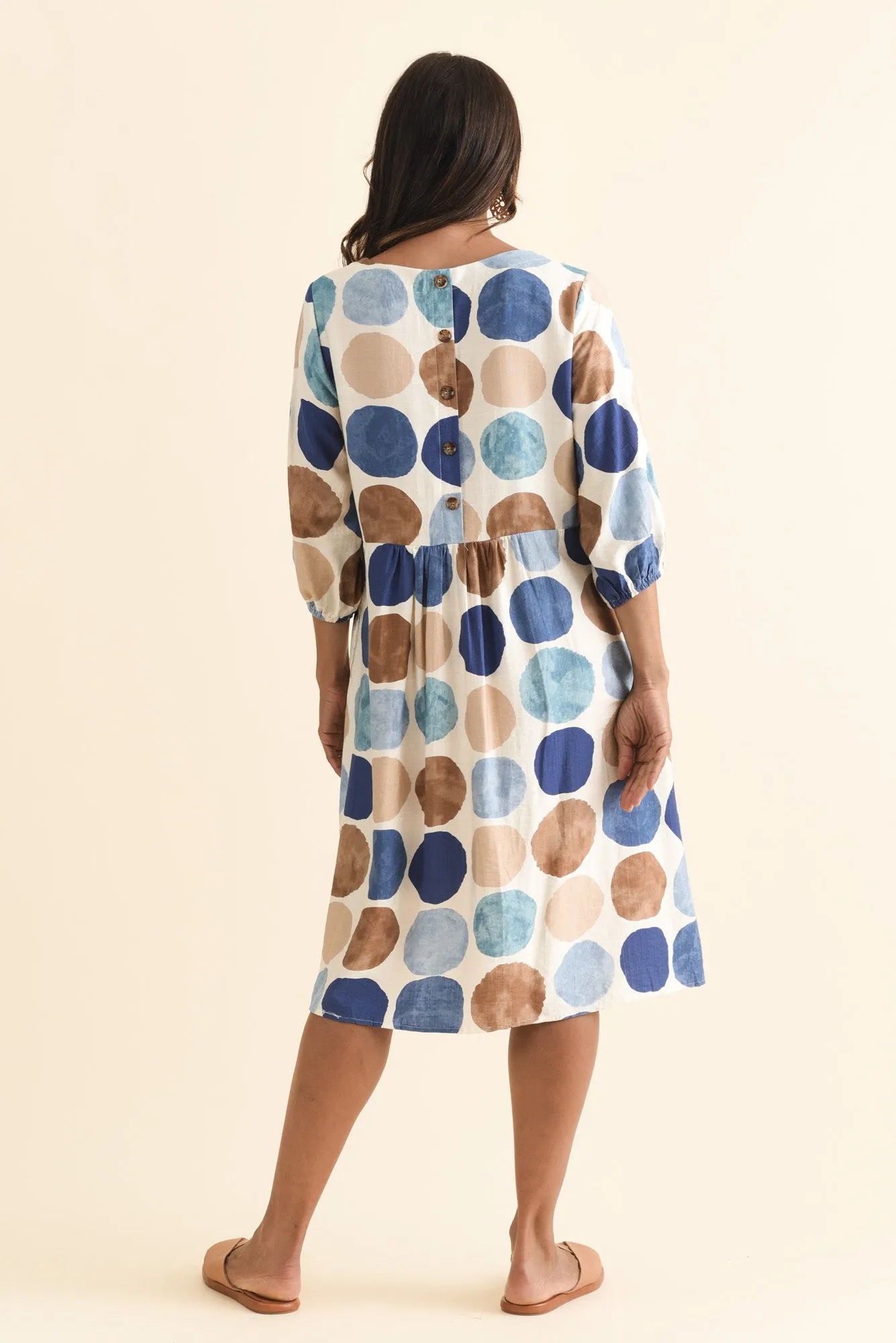 Nicolette Navy Spot Cotton Sleeved Dress sold by Blue Bungalow product image thumbnail 4