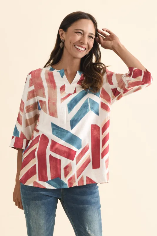 Maddox Pink Mosaic Cotton Top sold by Blue Bungalow