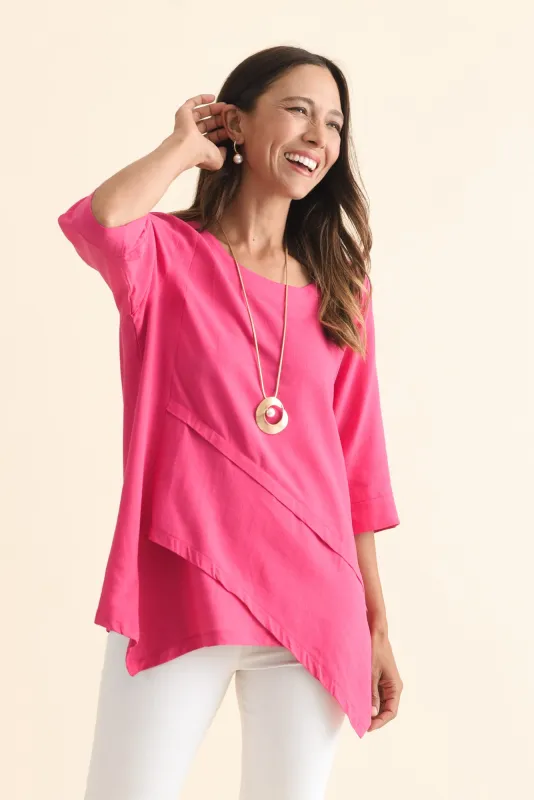 Anya Hot Pink Linen Cotton Top sold by Blue Bungalow
