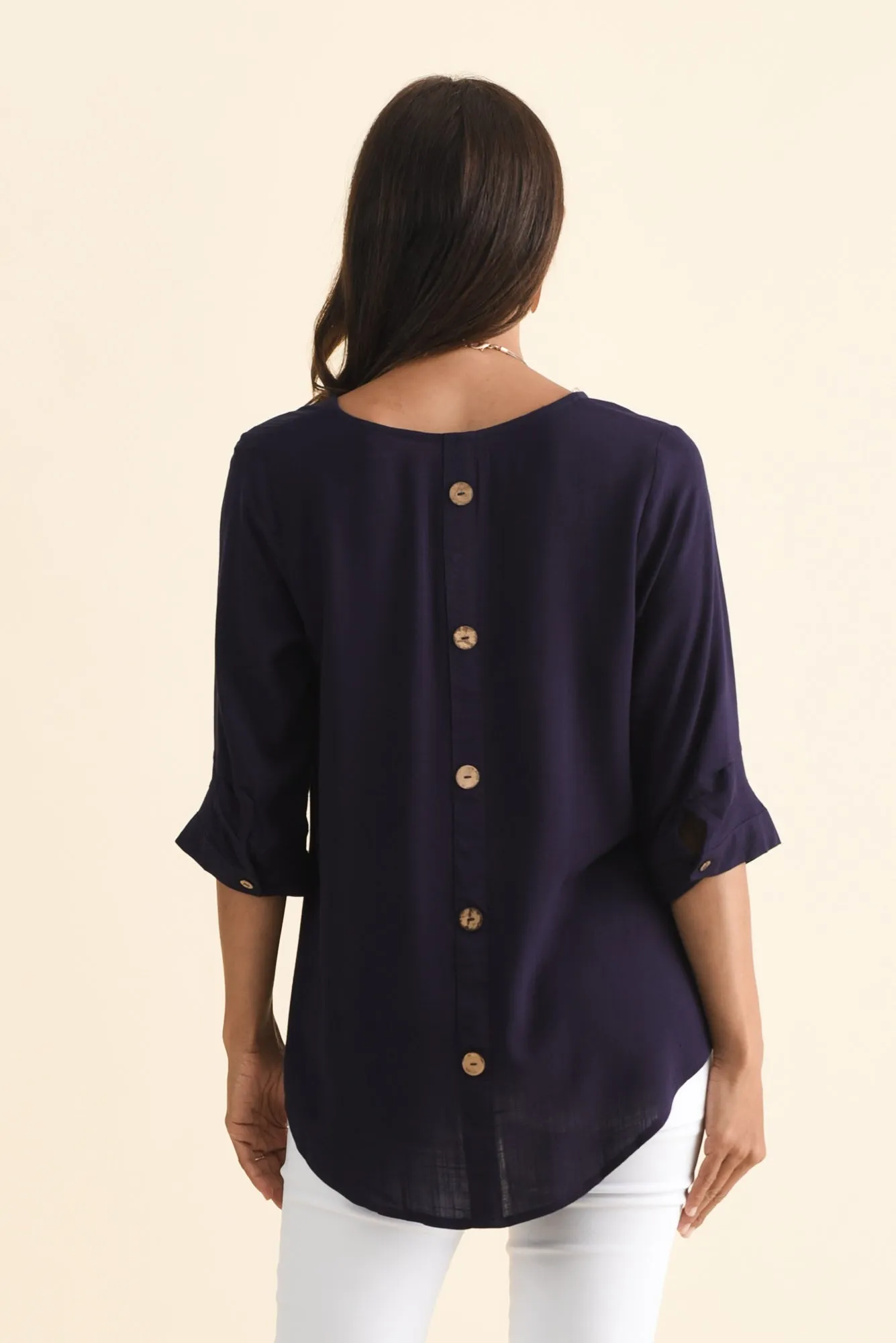 Gomez Dark Navy Button Top sold by Blue Bungalow product image thumbnail 4