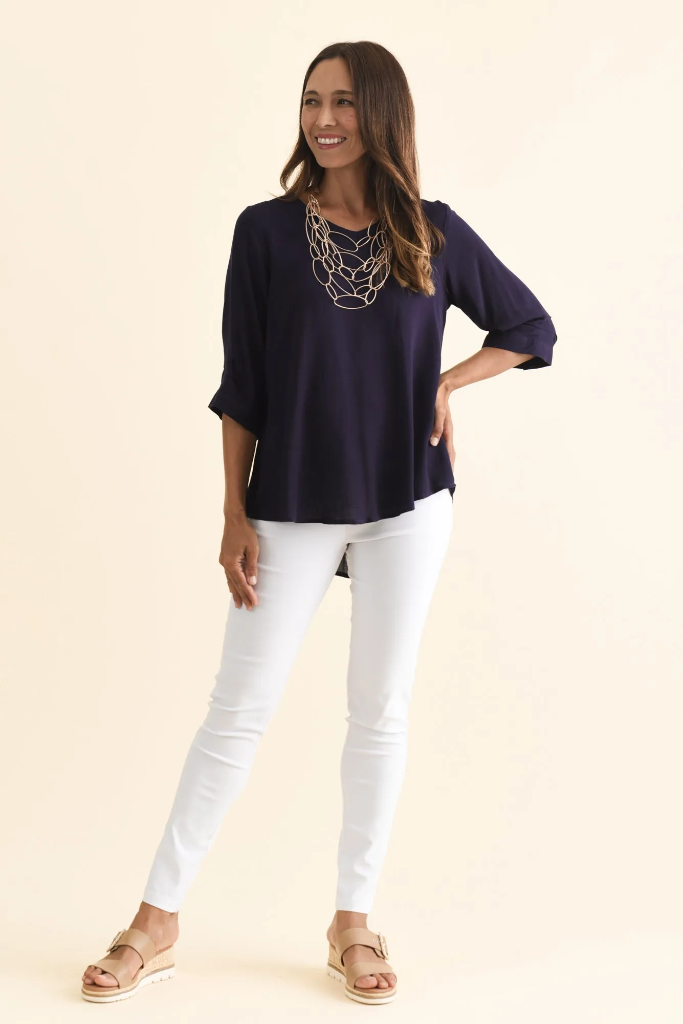 Gomez Dark Navy Button Top sold by Blue Bungalow product image thumbnail 2
