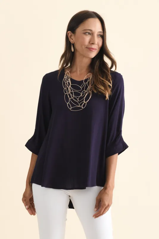 Gomez Dark Navy Button Top sold by Blue Bungalow
