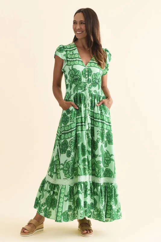 Chappelle Green Garden Button Dress sold by Blue Bungalow