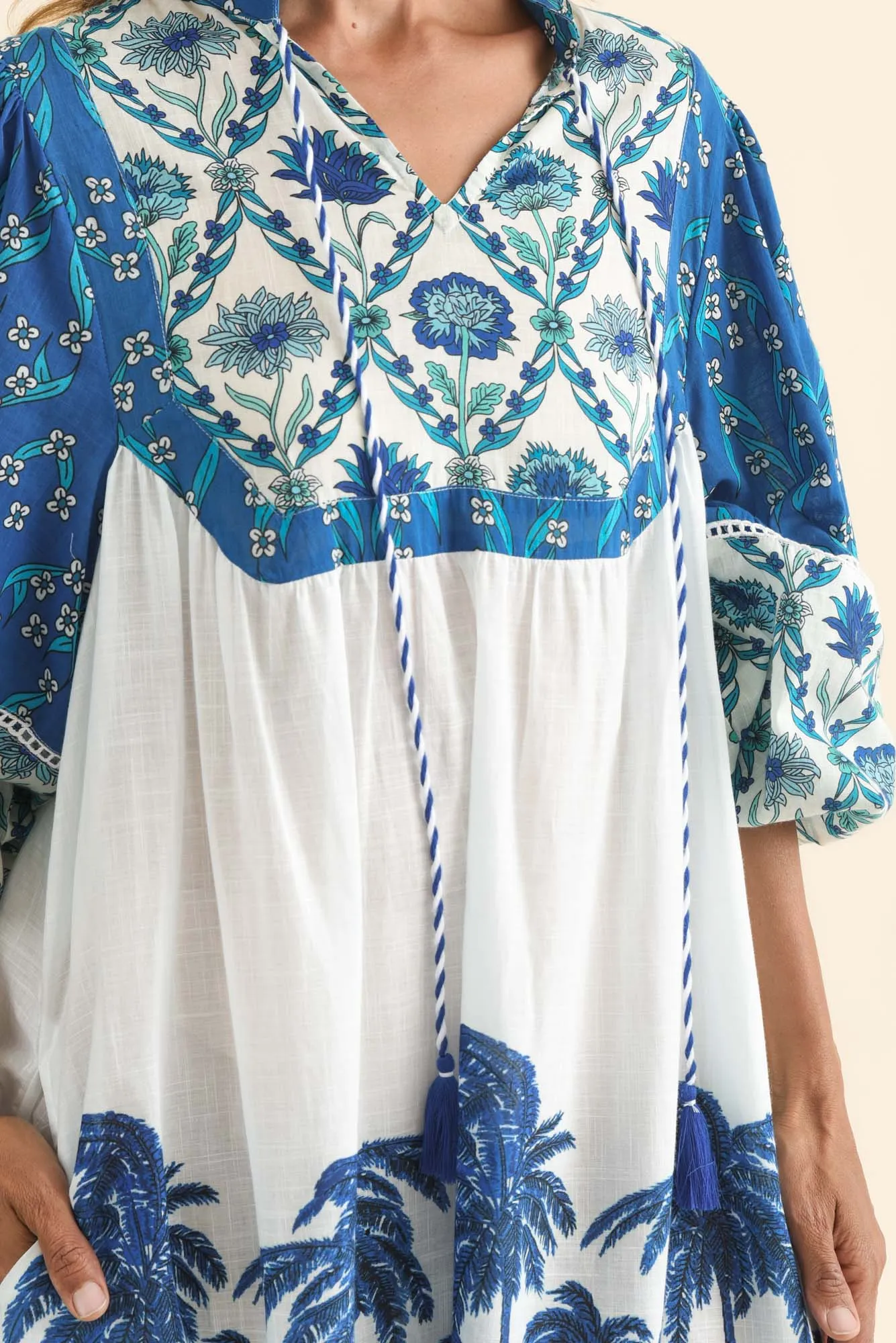 Shari Blue Tropical Cotton Dress sold by Blue Bungalow product image thumbnail 5