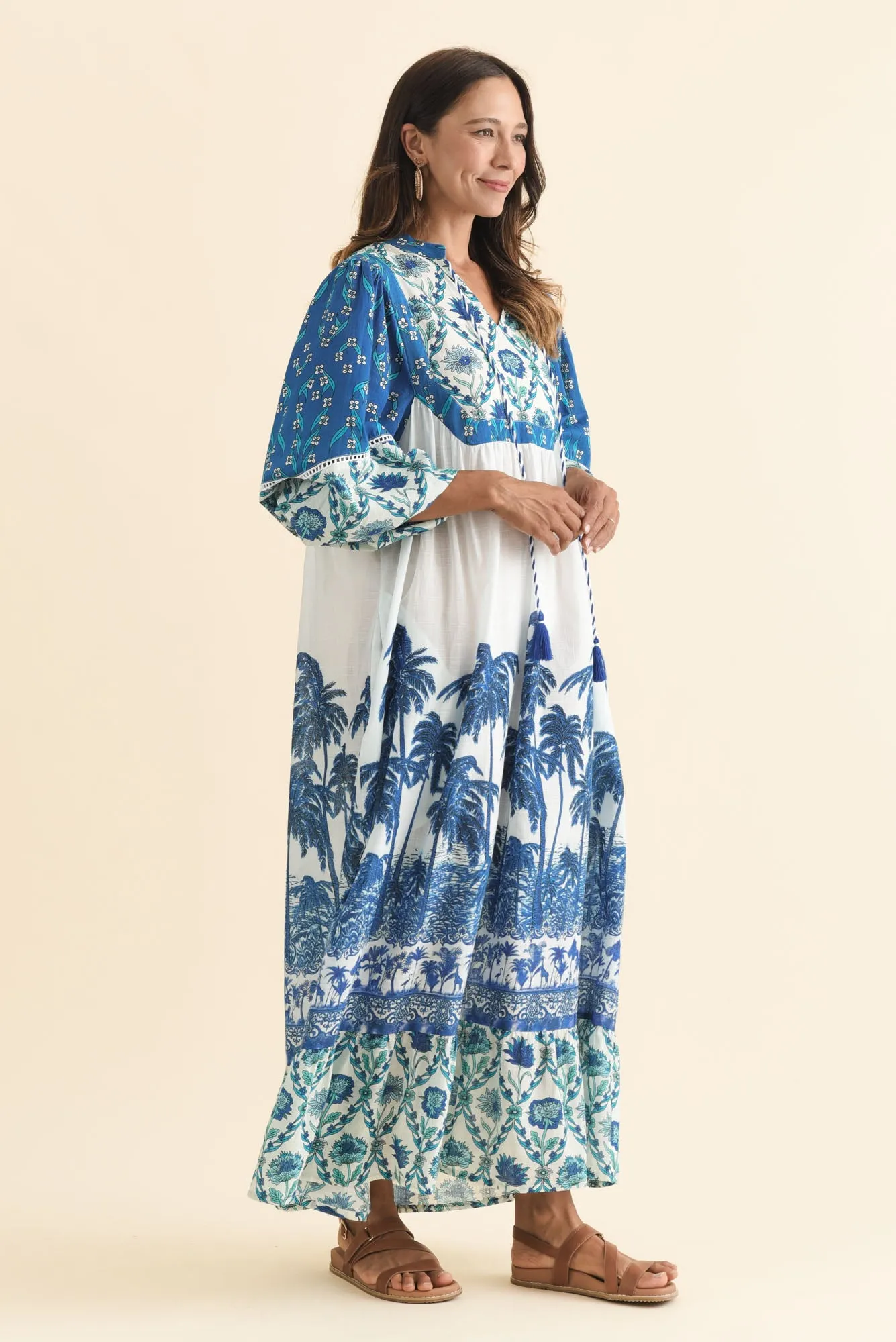 Shari Blue Tropical Cotton Dress sold by Blue Bungalow product image thumbnail 3