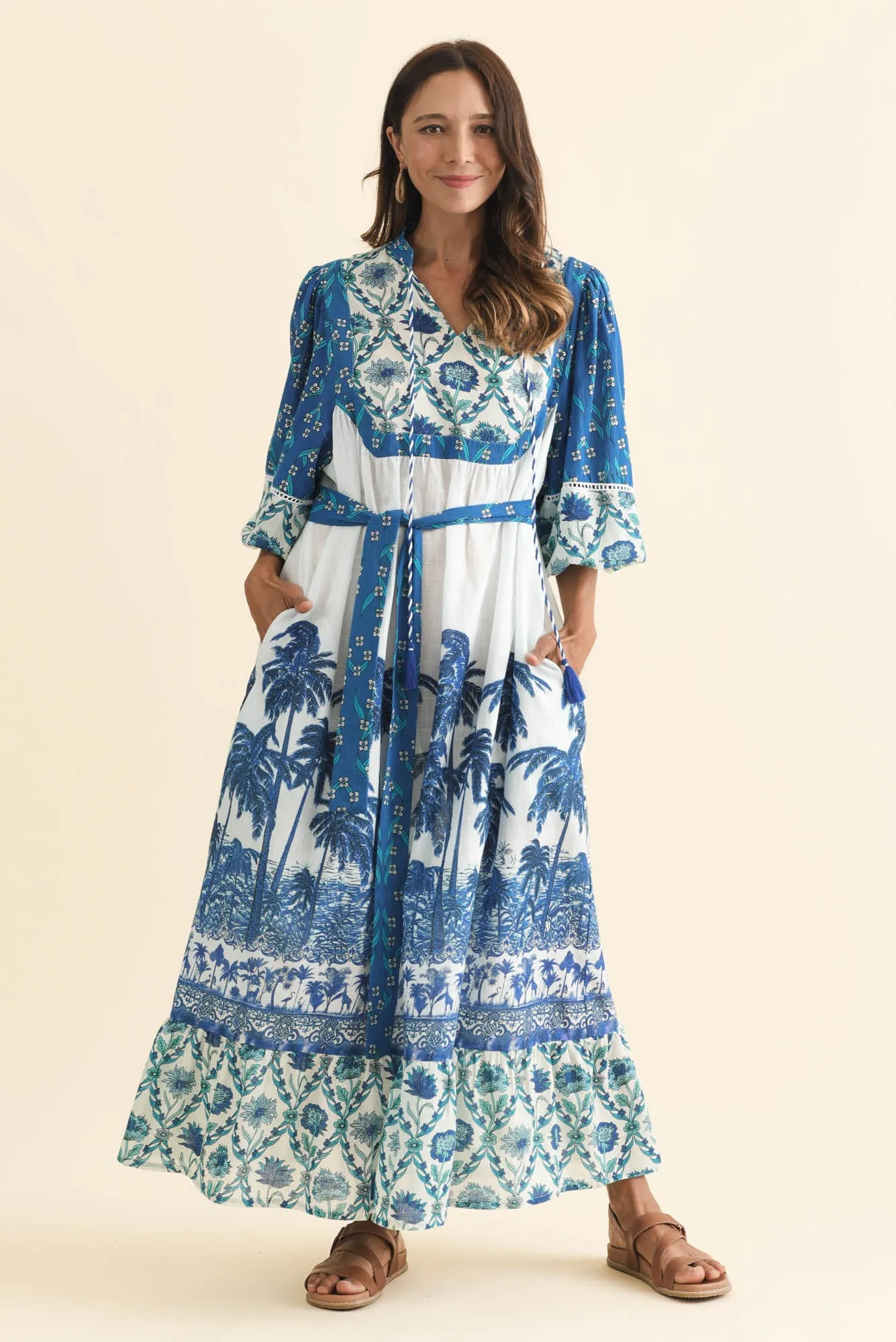 Shari Blue Tropical Cotton Dress sold by Blue Bungalow product image thumbnail 2