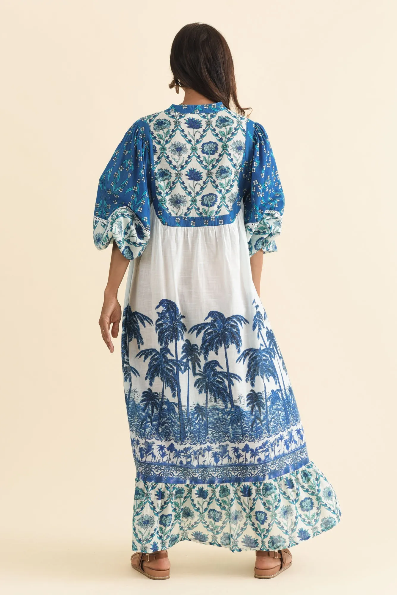 Shari Blue Tropical Cotton Dress sold by Blue Bungalow product image thumbnail 4