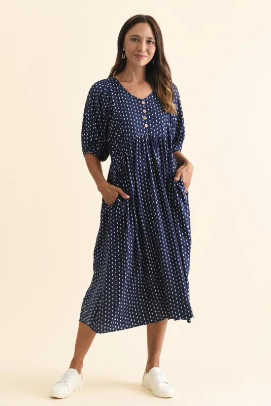 Nolte Navy Dash Pocket Dress sold by Blue Bungalow