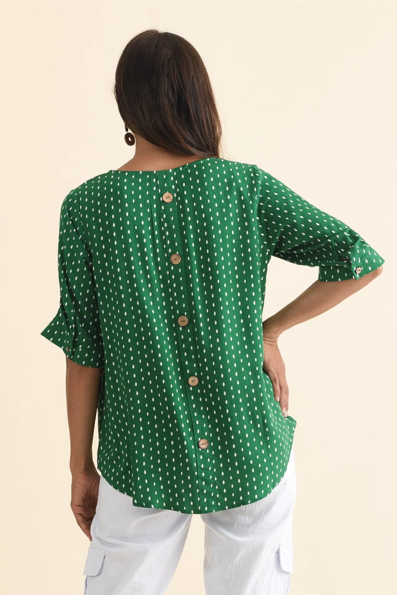 Riveria Green Dash V Neck Top sold by Blue Bungalow product image thumbnail 4