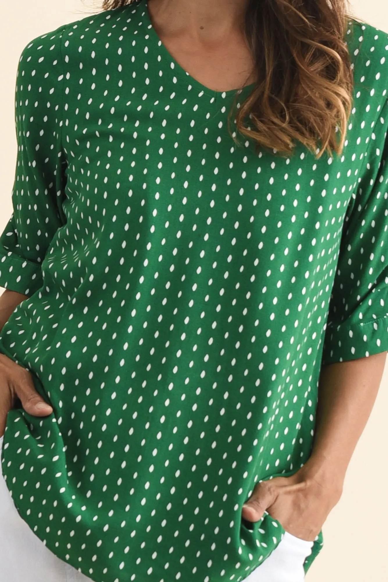 Riveria Green Dash V Neck Top sold by Blue Bungalow product image thumbnail 5