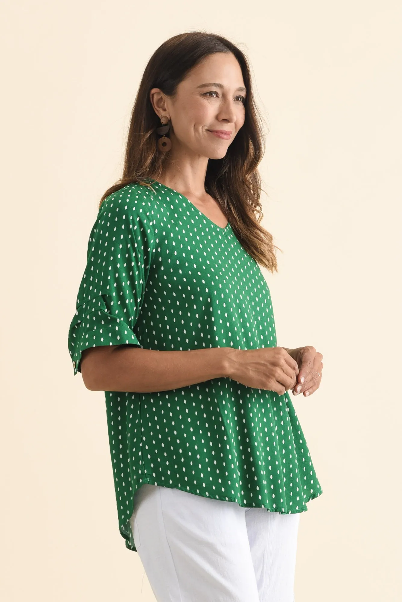 Riveria Green Dash V Neck Top sold by Blue Bungalow product image thumbnail 3
