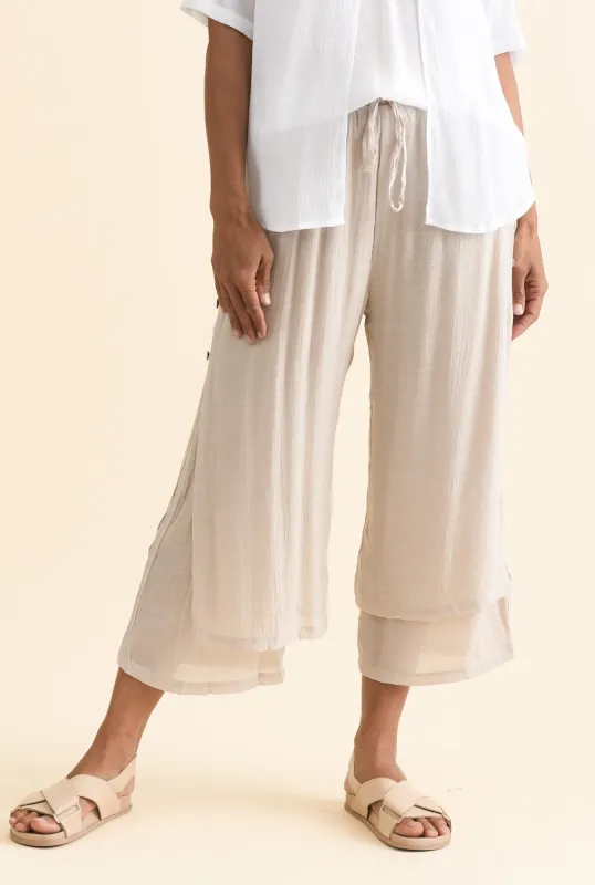 Watson Beige Cotton Blend Layered Pants sold by Blue Bungalow