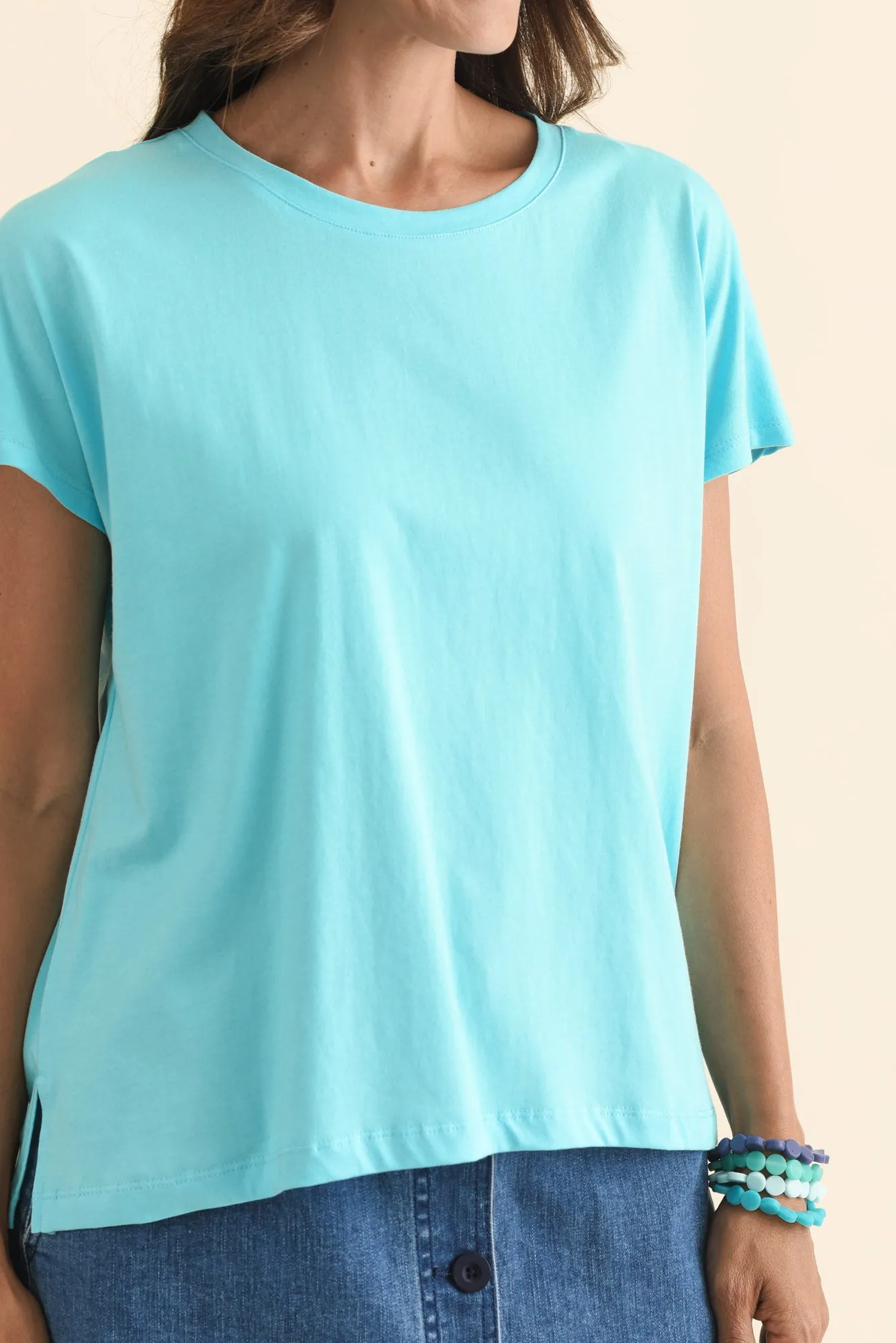 Abbi Turquoise Cotton Tee sold by Blue Bungalow product image thumbnail 5