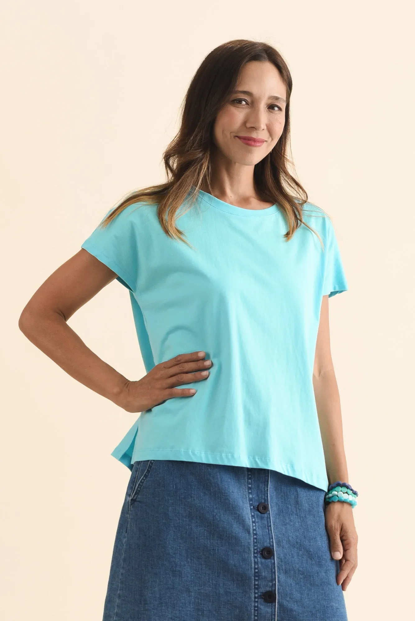 Abbi Turquoise Cotton Tee sold by Blue Bungalow product image thumbnail 3