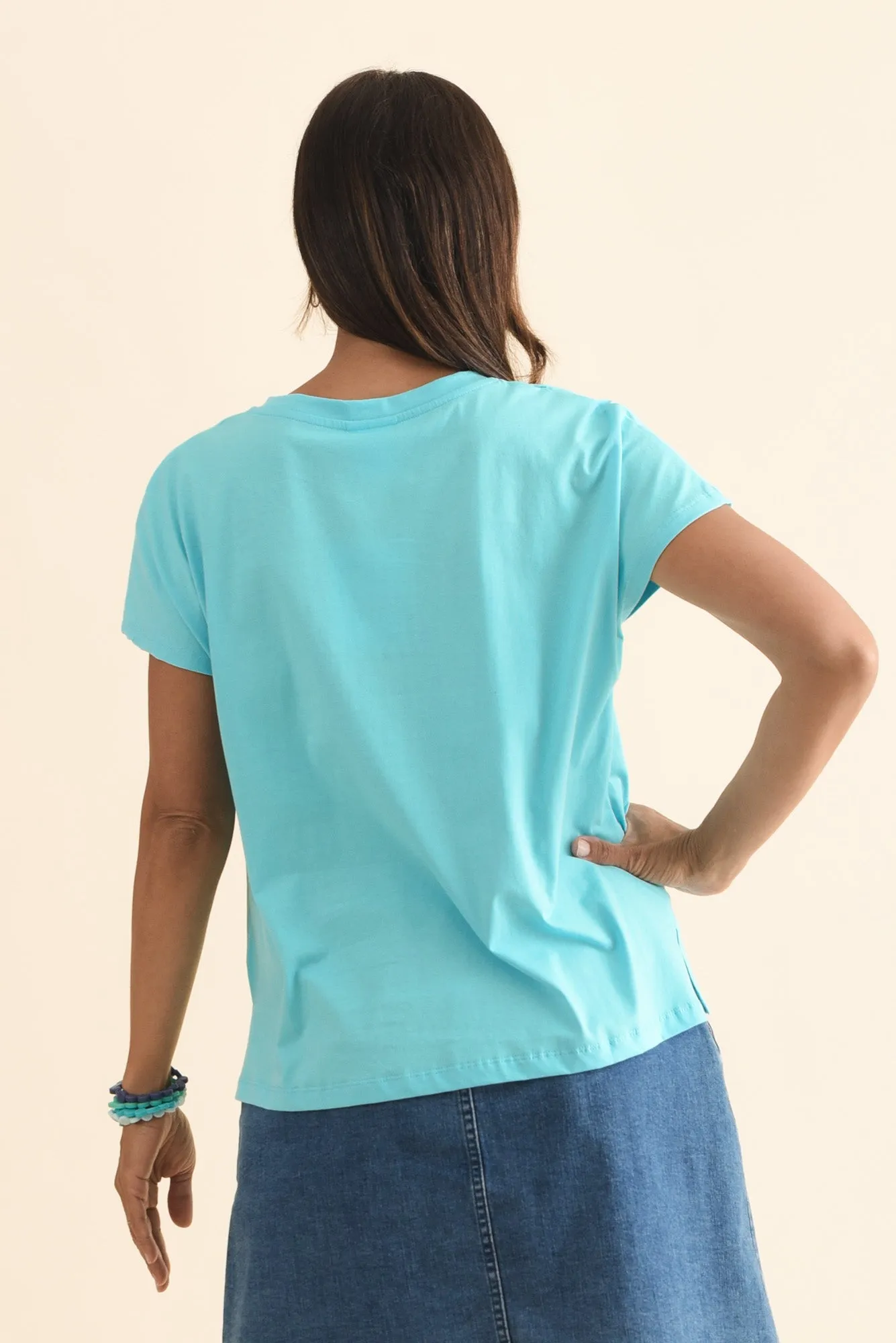 Abbi Turquoise Cotton Tee sold by Blue Bungalow product image thumbnail 4