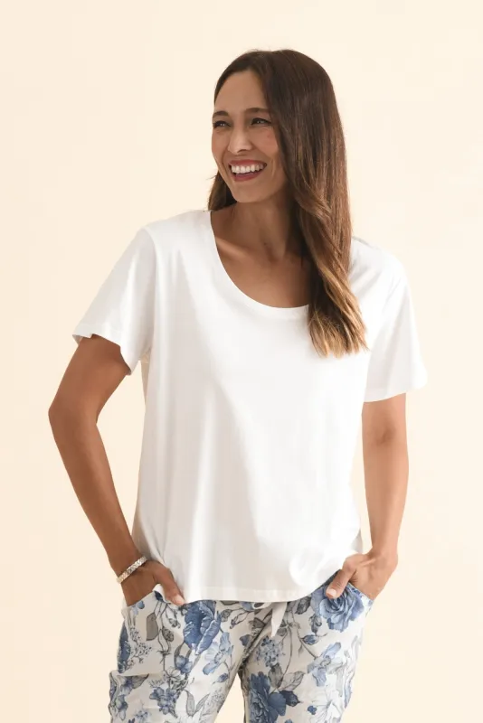 Beau Cream Cotton Tee sold by Blue Bungalow