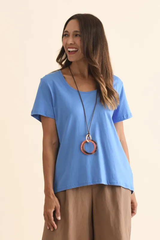 Beau Blue Cotton Tee sold by Blue Bungalow