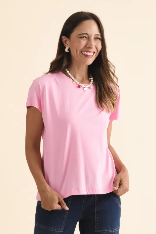 Abbi Pink Cotton Tee sold by Blue Bungalow