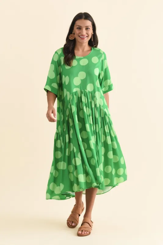 Kiana Green Spot Peak Dress sold by Blue Bungalow