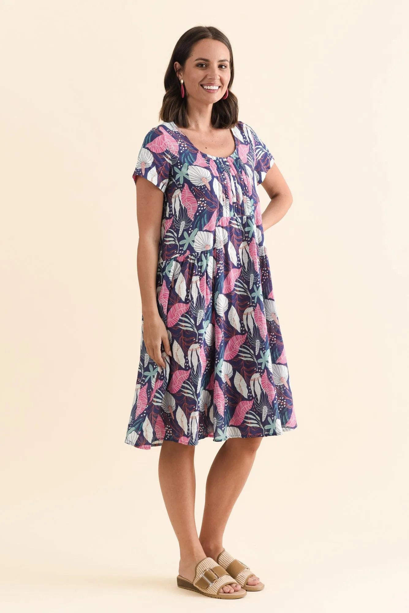 Hansen Navy Botanical Cotton Dress sold by Blue Bungalow product image thumbnail 3