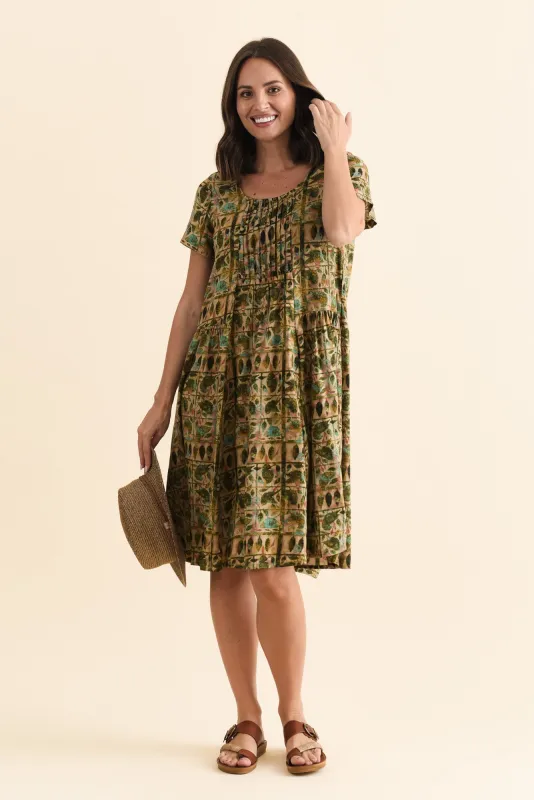 Hansen Green Motif Cotton Dress sold by Blue Bungalow