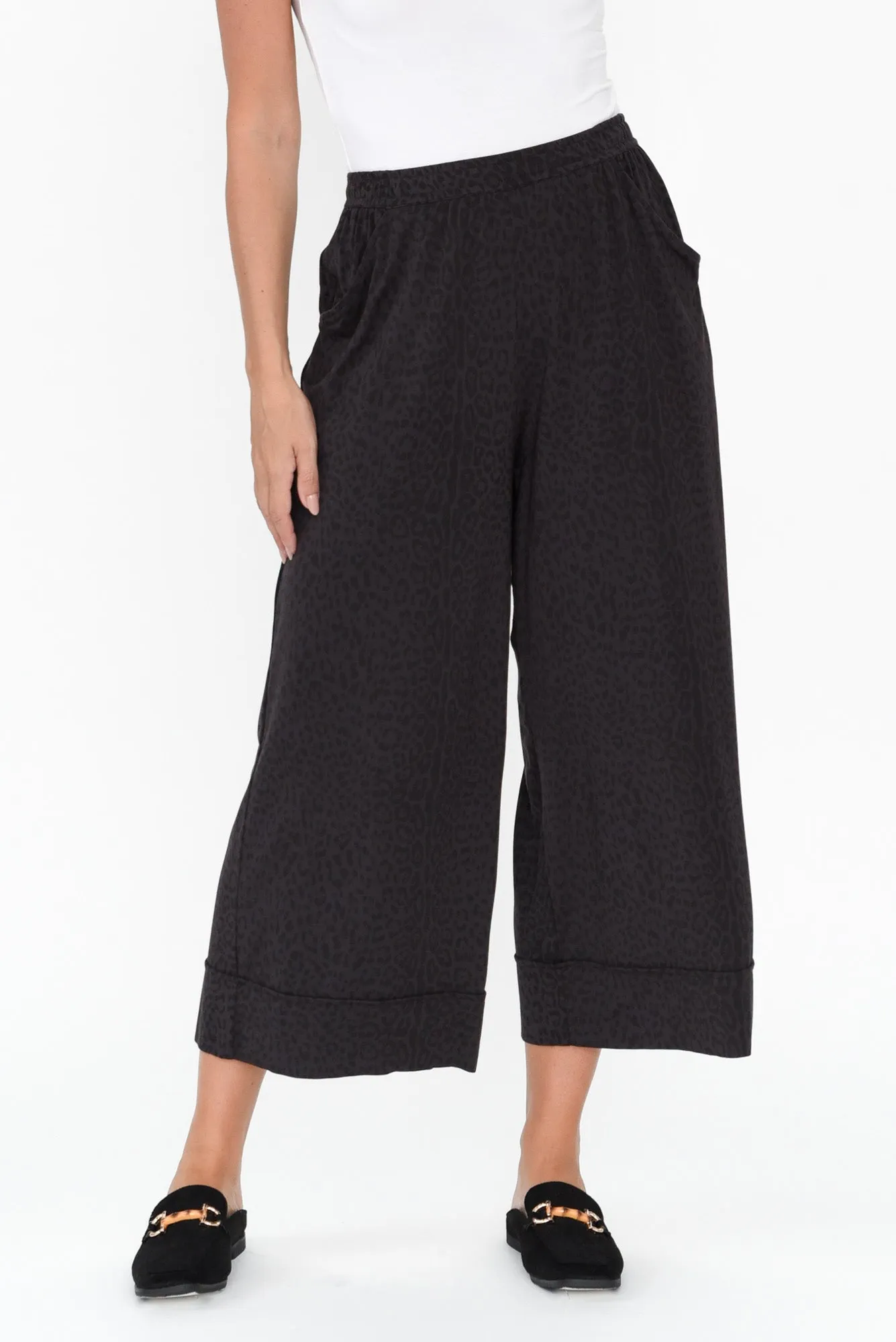 Lena Grey Leopard Micro Modal Resort Pants sold by Blue Bungalow