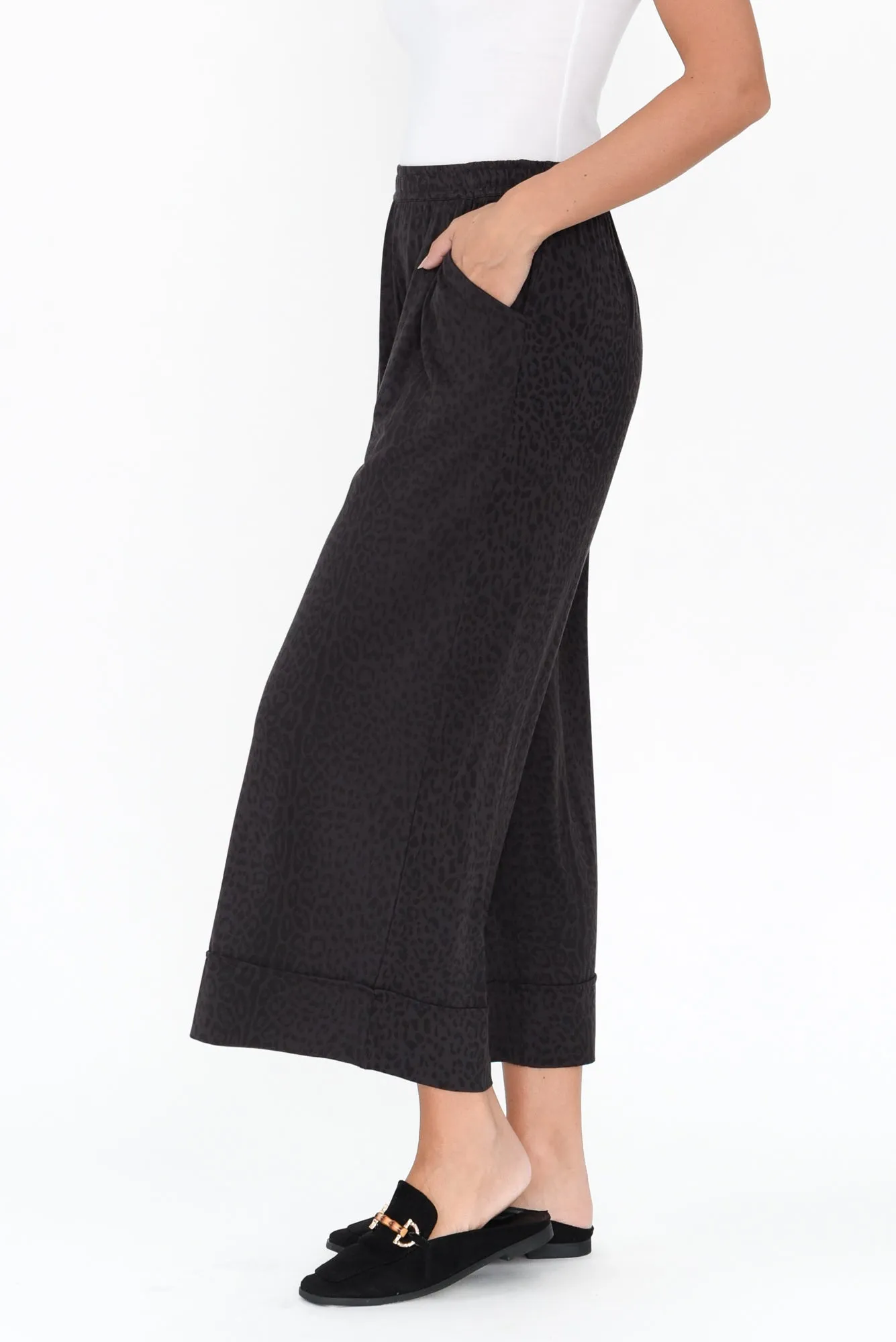 Lena Grey Leopard Micro Modal Resort Pants sold by Blue Bungalow product image thumbnail 4