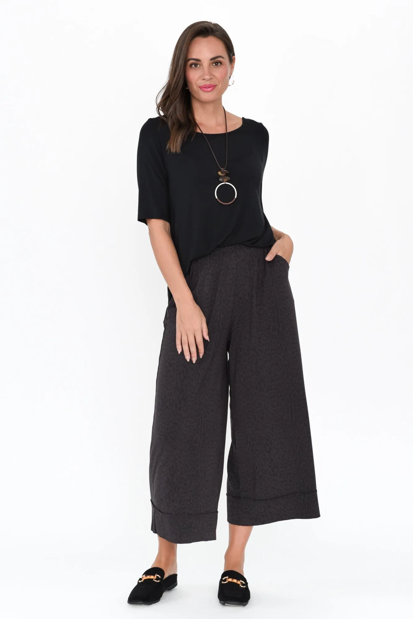 Lena Grey Leopard Micro Modal Resort Pants sold by Blue Bungalow product image thumbnail 2