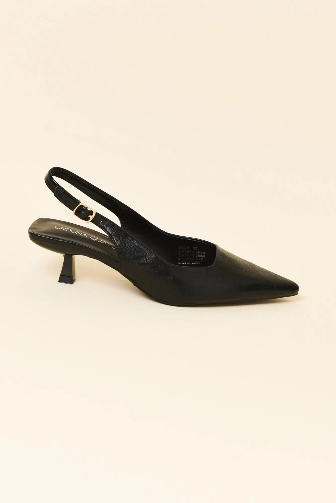 Wizz Black Leather Slingback Heel sold by Blue Bungalow