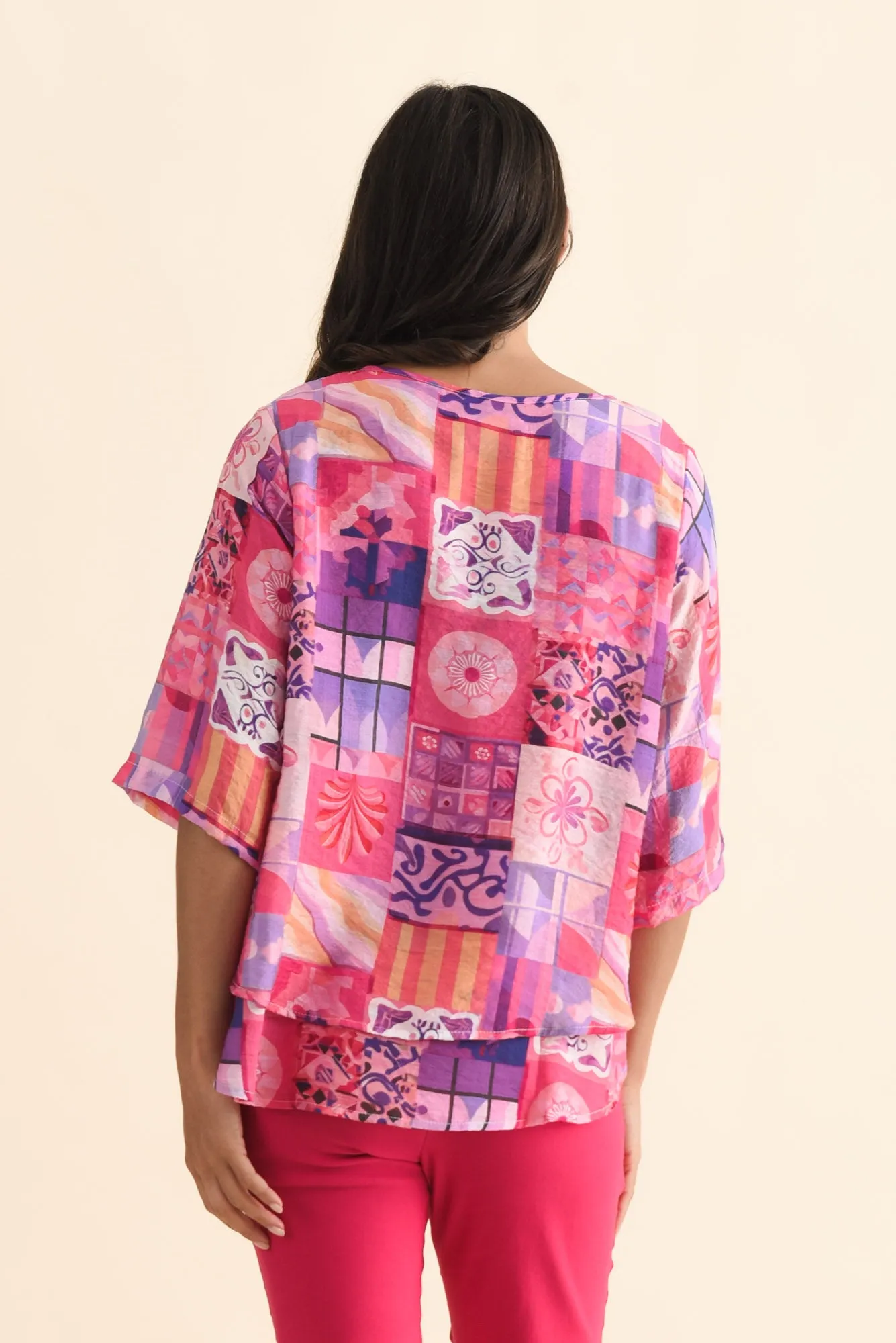 Liora Pink Mosaic Layered Top sold by Blue Bungalow product image thumbnail 4