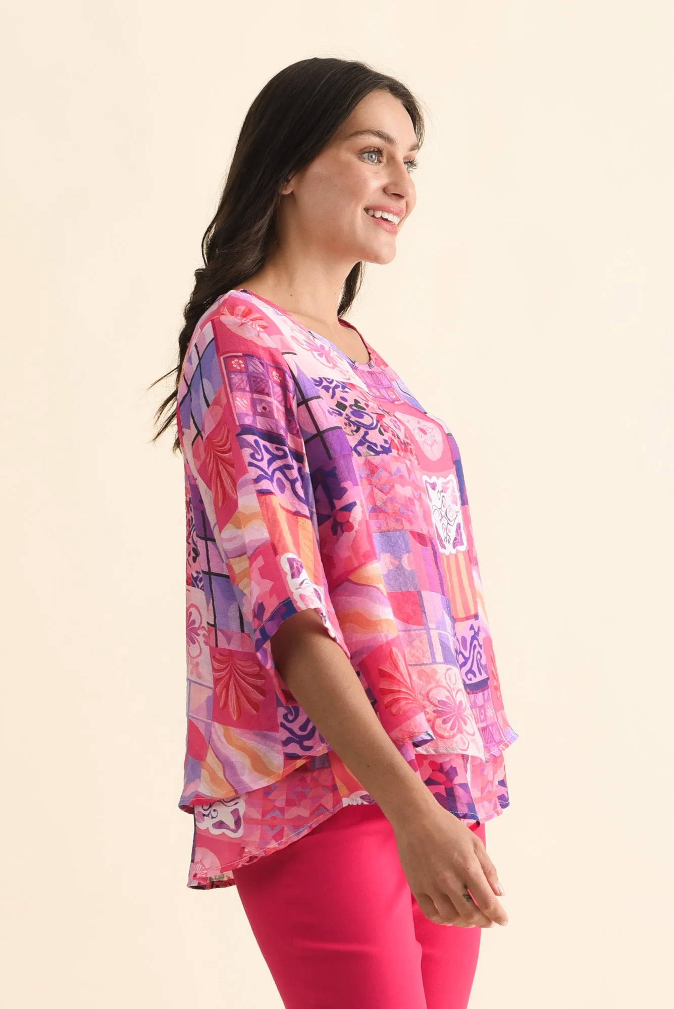 Liora Pink Mosaic Layered Top sold by Blue Bungalow product image thumbnail 3
