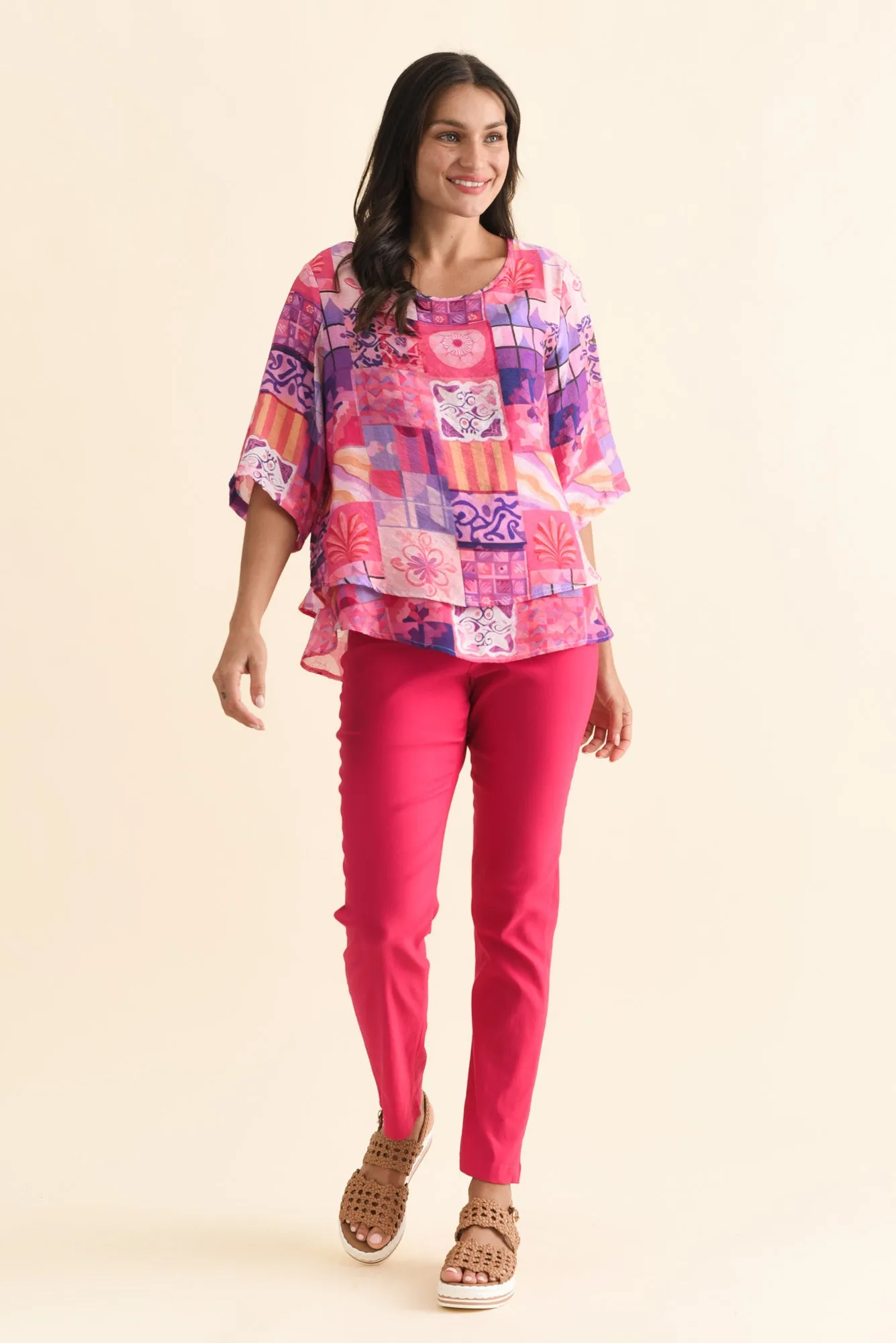Liora Pink Mosaic Layered Top sold by Blue Bungalow product image thumbnail 2