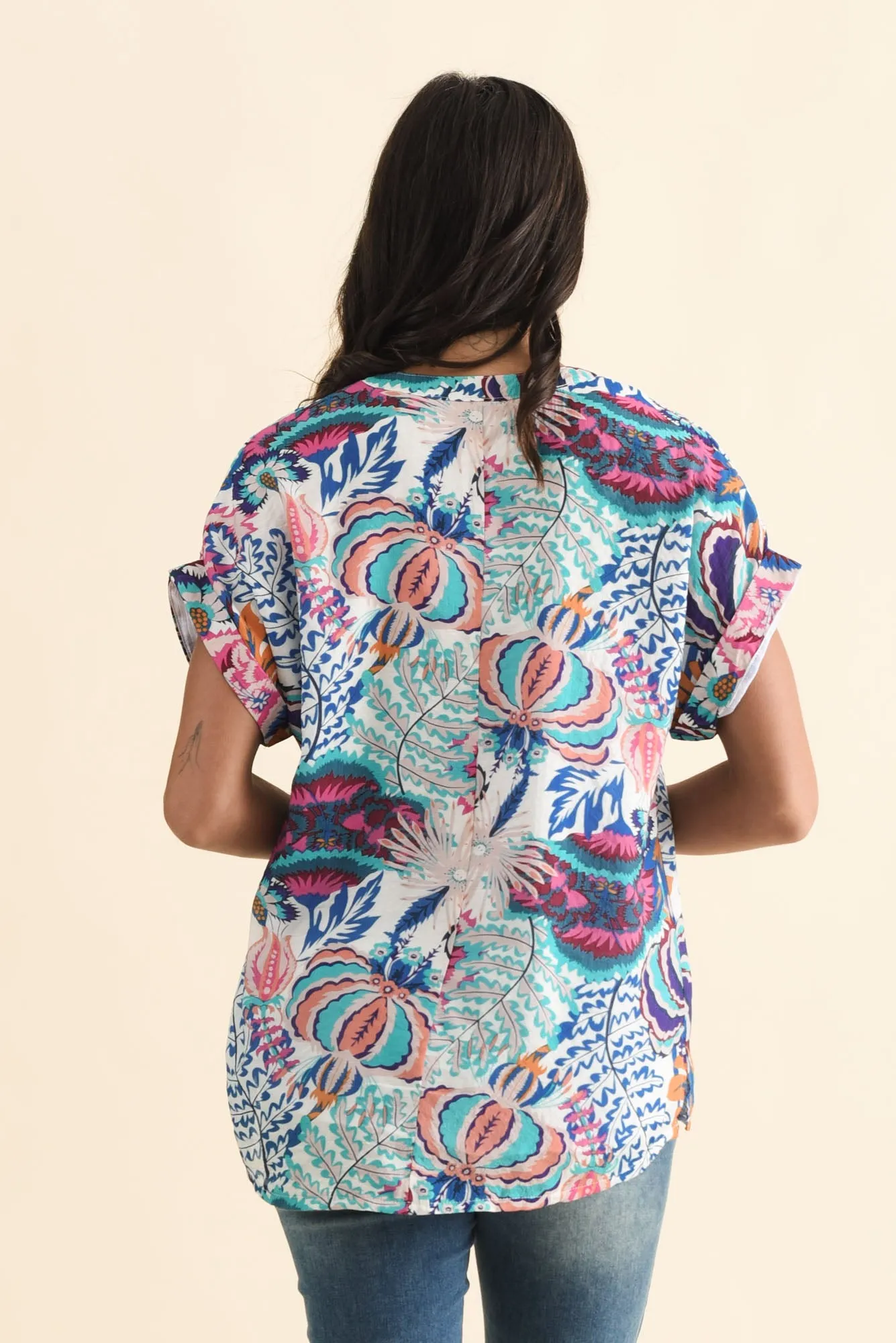 Miray Blue Garden Button Top sold by Blue Bungalow product image thumbnail 4