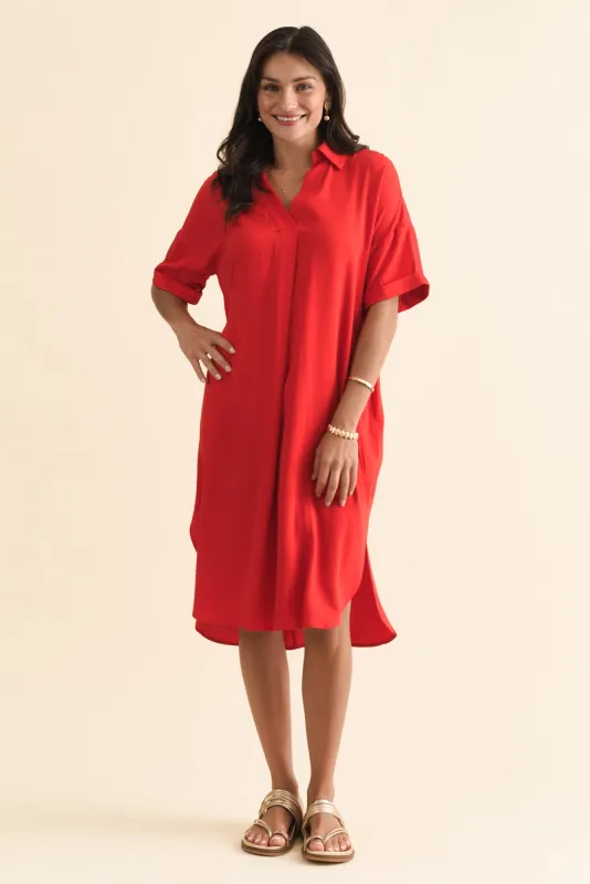 Kazi Red Shirt Dress sold by Blue Bungalow