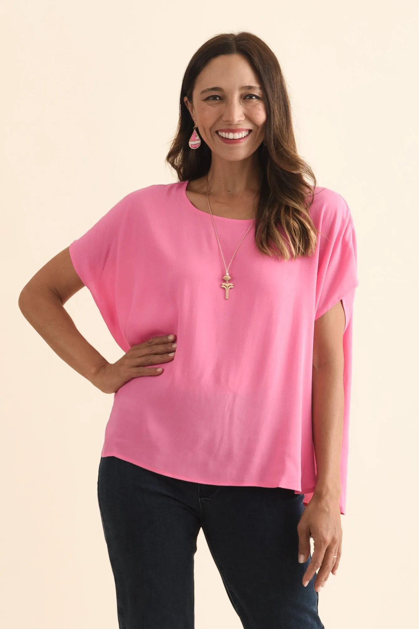 Sali Pink Drape Top sold by Blue Bungalow