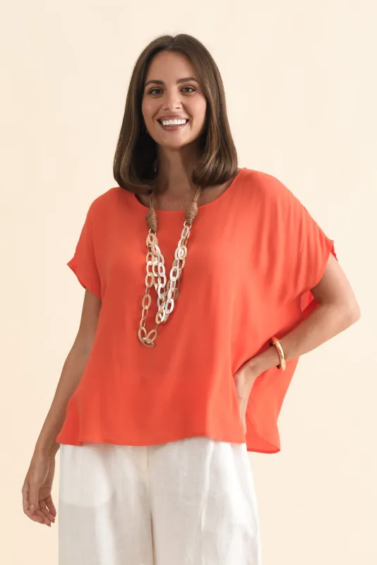 Sali Orange Drape Top sold by Blue Bungalow