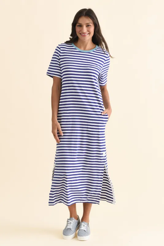 Merry Blue Stripe Cotton Tee Dress sold by Blue Bungalow