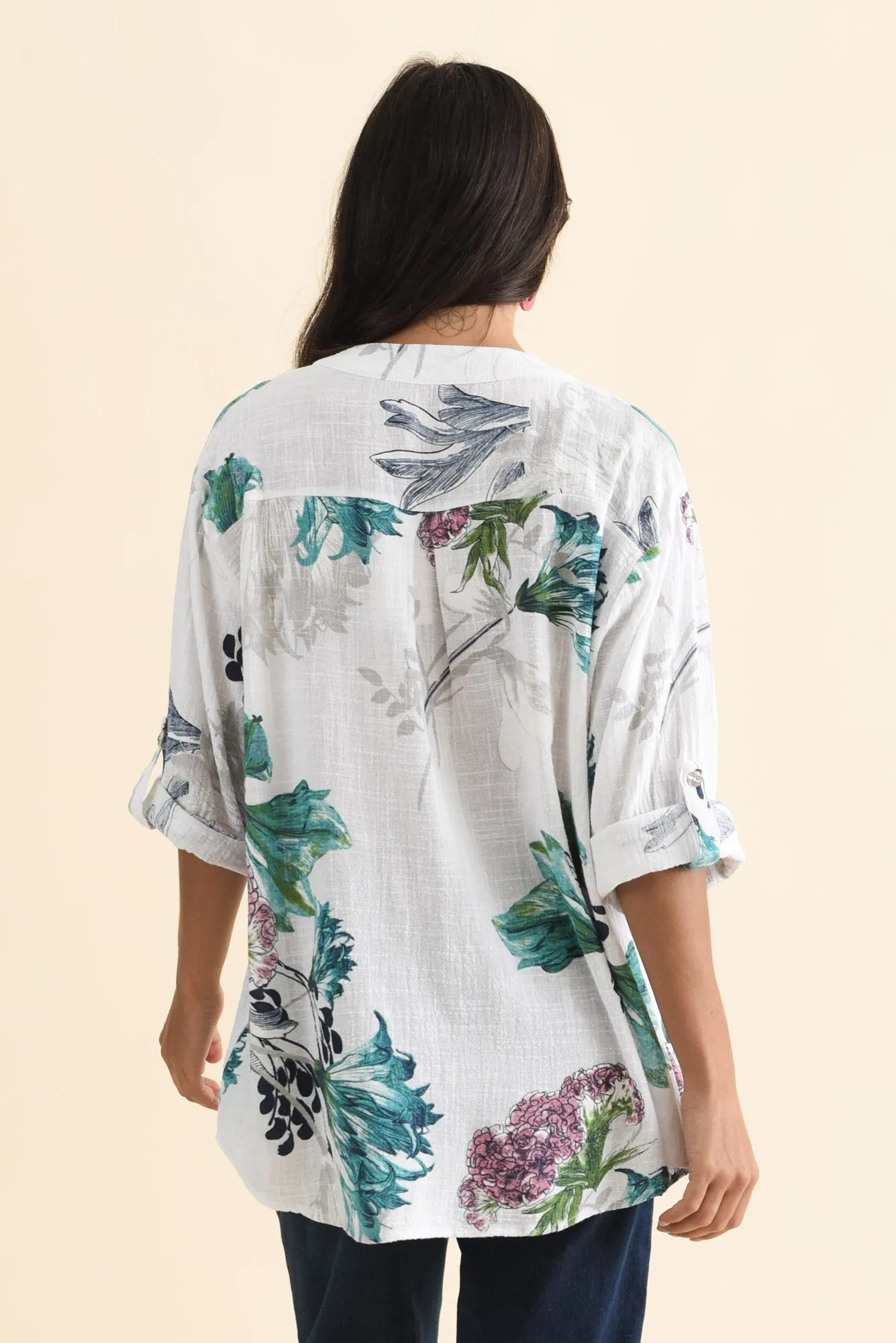 Juliet White Floral Cotton Linen Top sold by Blue Bungalow product image thumbnail 4
