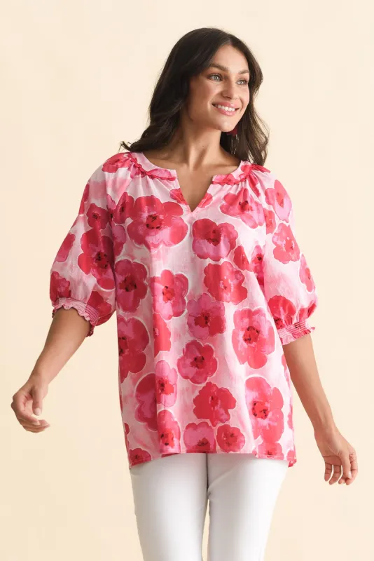 Maurice Pink Floral Cotton Top sold by Blue Bungalow