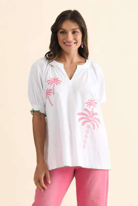 Pina White Tropical Cotton Top sold by Blue Bungalow