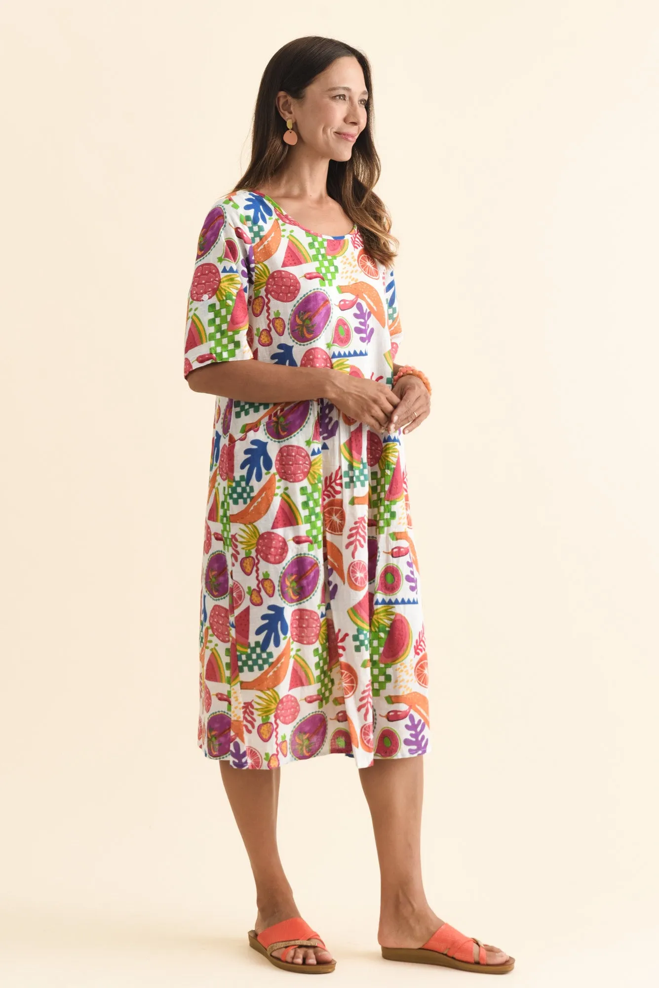 Mackie White Fruity Cotton Pocket Dress sold by Blue Bungalow product image thumbnail 3