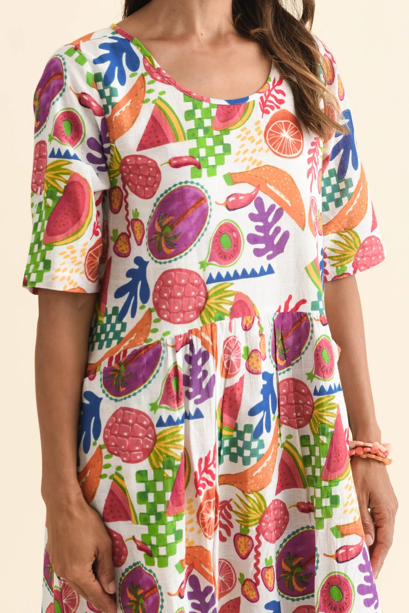 Mackie White Fruity Cotton Pocket Dress sold by Blue Bungalow product image thumbnail 5