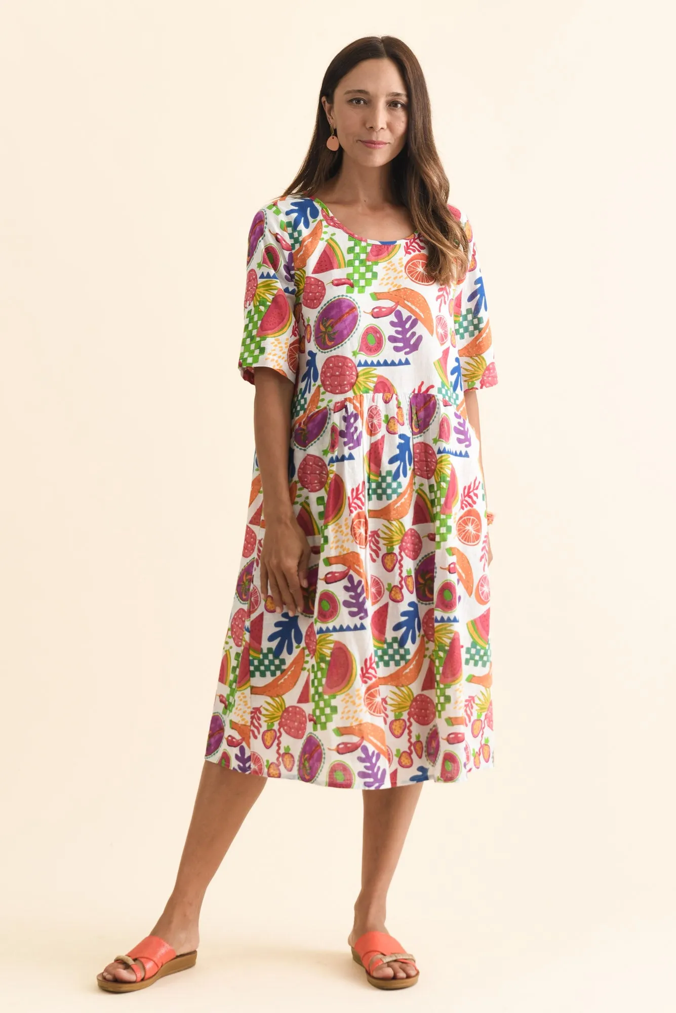 Mackie White Fruity Cotton Pocket Dress sold by Blue Bungalow