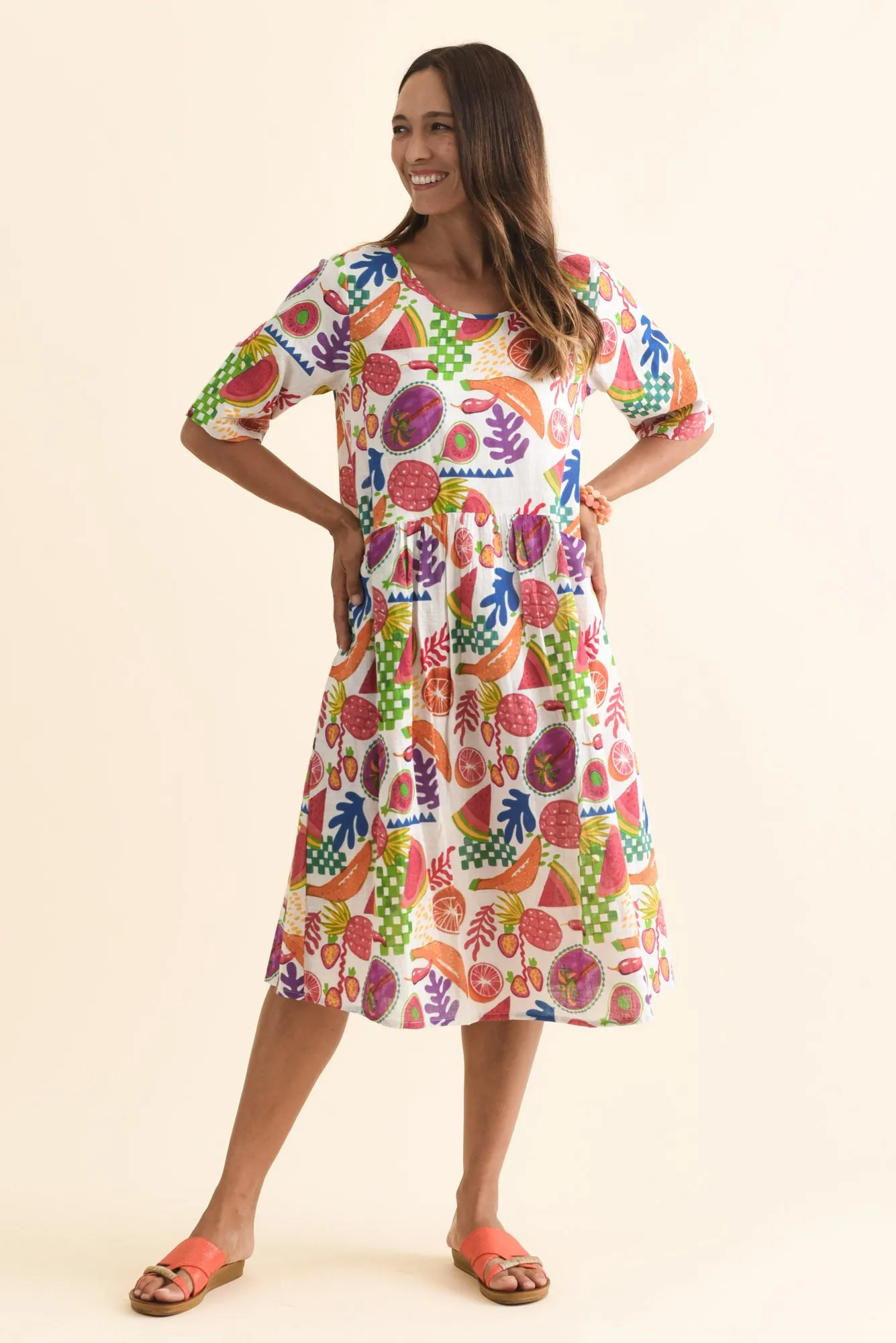 Mackie White Fruity Cotton Pocket Dress sold by Blue Bungalow product image thumbnail 2