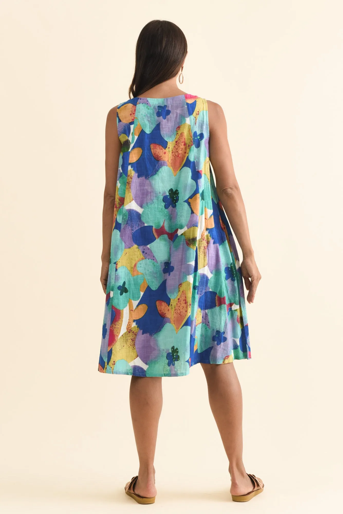 Enya Blue Flower Cotton Dress sold by Blue Bungalow product image thumbnail 4
