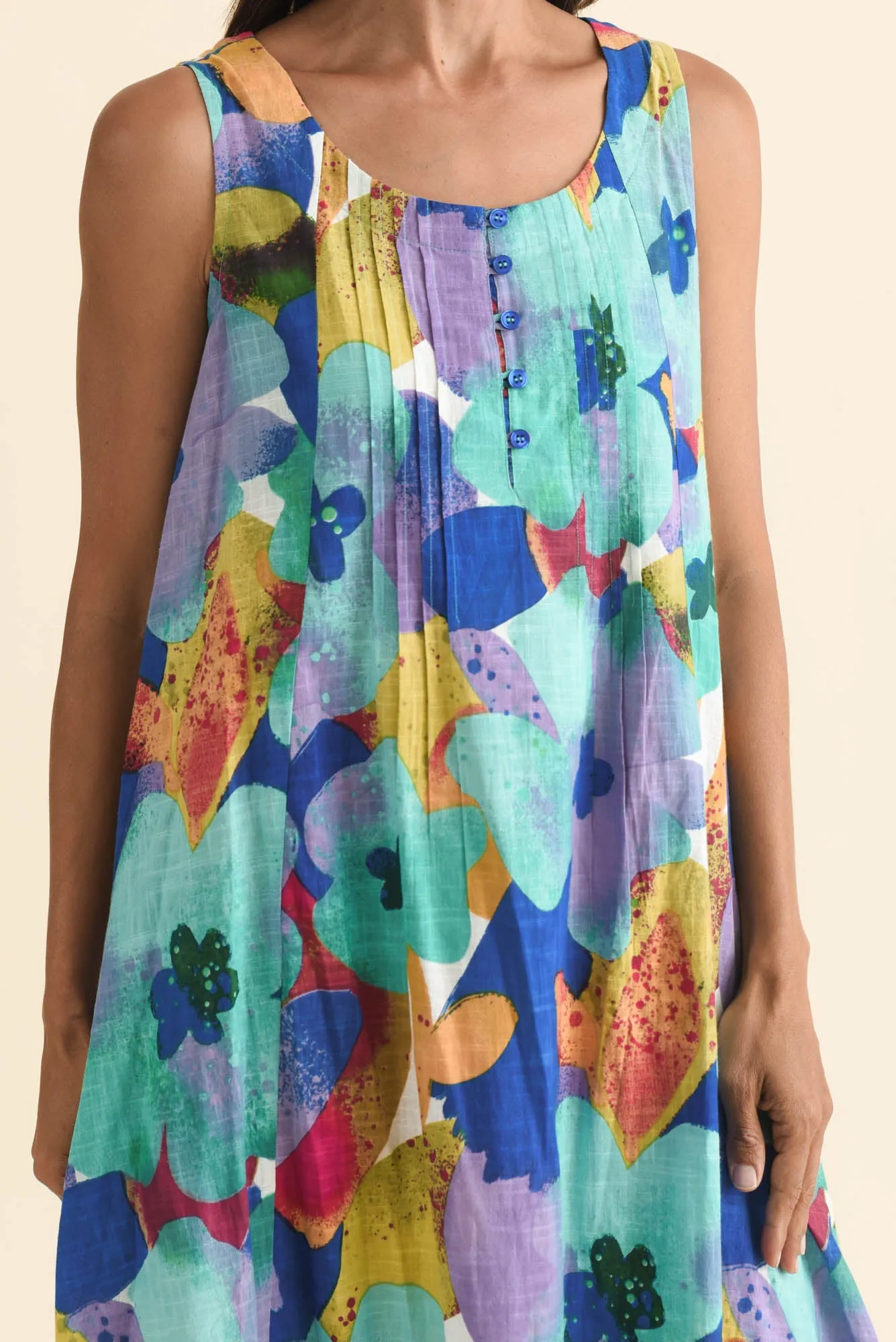 Enya Blue Flower Cotton Dress sold by Blue Bungalow product image thumbnail 5