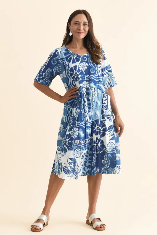 Mackie Blue Ocean Cotton Pocket Dress sold by Blue Bungalow