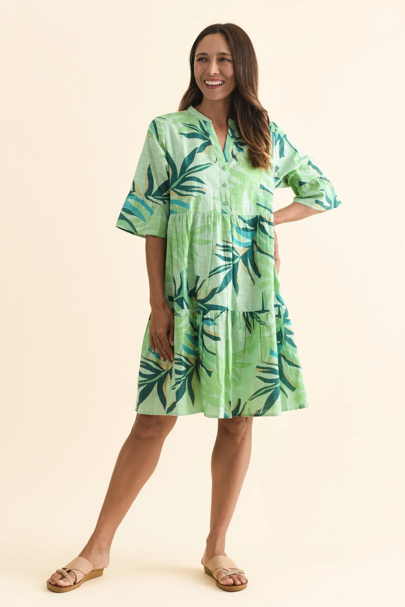 Senna Green Leaf Cotton Dress sold by Blue Bungalow product image thumbnail 2