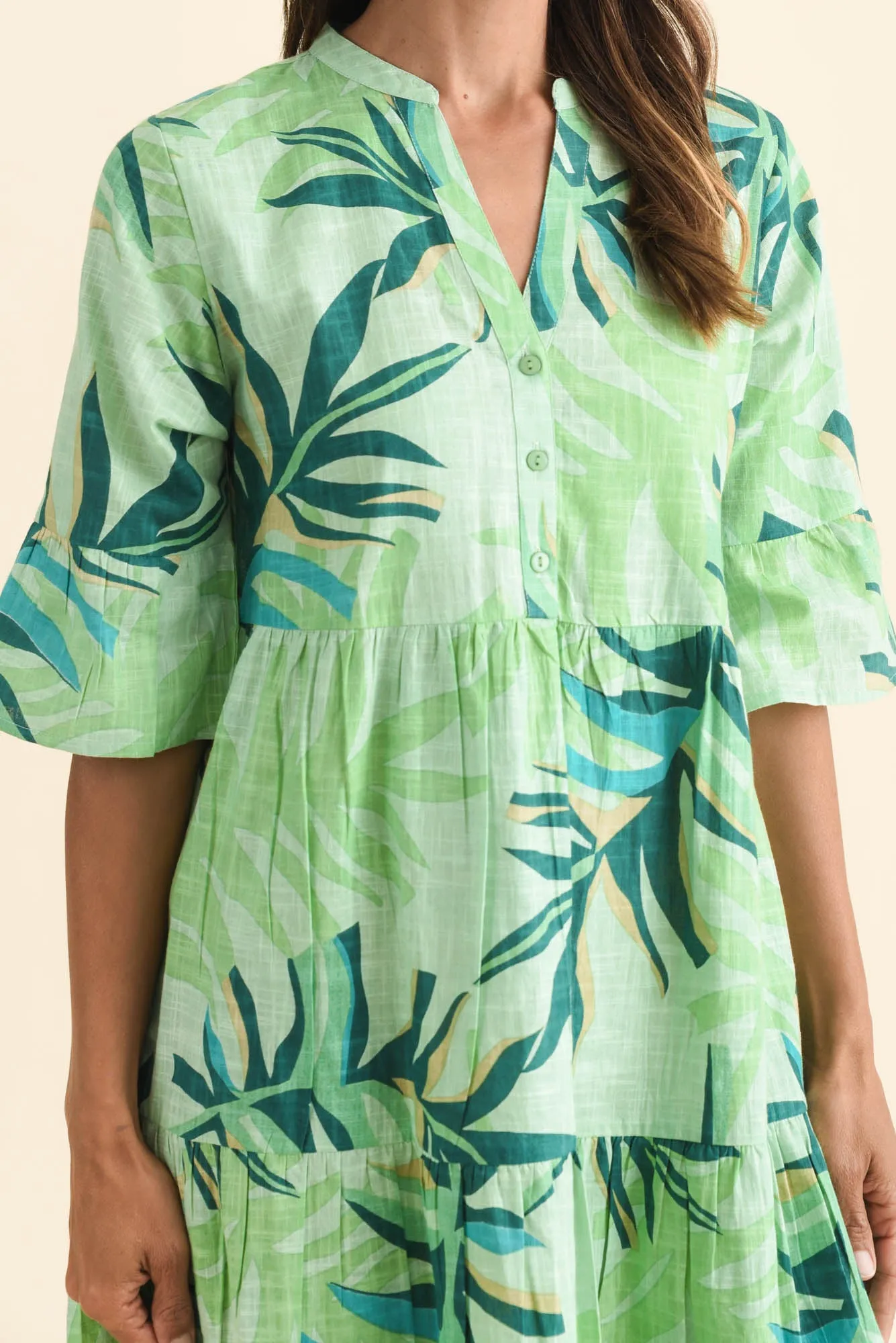 Senna Green Leaf Cotton Dress sold by Blue Bungalow product image thumbnail 5